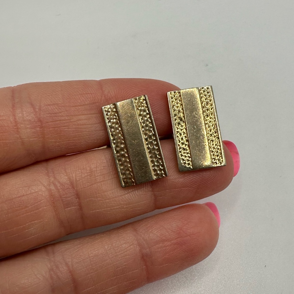 Vintage Swank Unique Shaped Cufflinks Jewelry - Gold Color